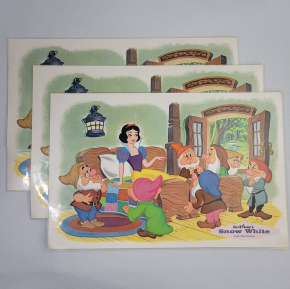 (3) Vtg Walt Disney Snow White Placemat - Picture 1 of 11